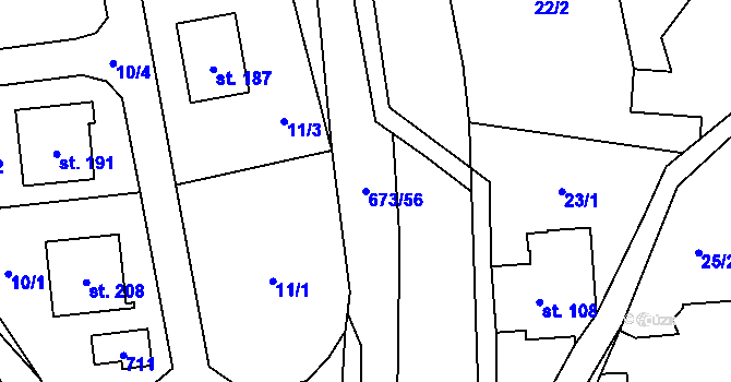 Parcela st. 673/56 v KÚ Bradlecká Lhota, Katastrální mapa