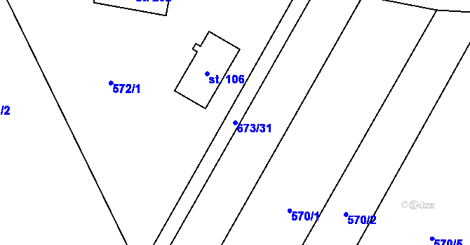 Parcela st. 673/31 v KÚ Bradlecká Lhota, Katastrální mapa