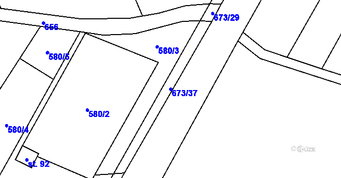 Parcela st. 673/37 v KÚ Bradlecká Lhota, Katastrální mapa