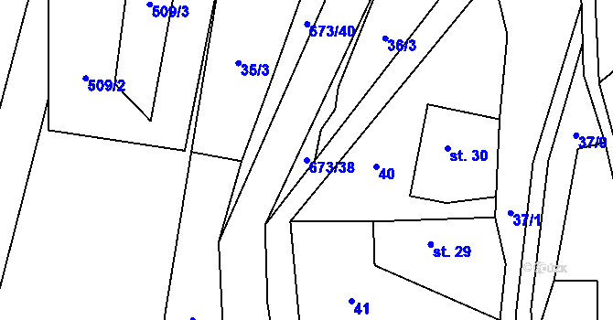 Parcela st. 673/38 v KÚ Bradlecká Lhota, Katastrální mapa