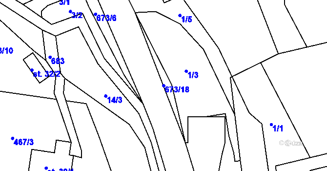 Parcela st. 673/18 v KÚ Bradlecká Lhota, Katastrální mapa