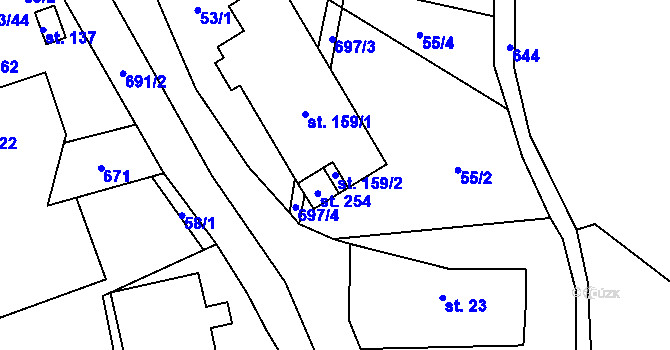 Parcela st. 159/2 v KÚ Bradlecká Lhota, Katastrální mapa