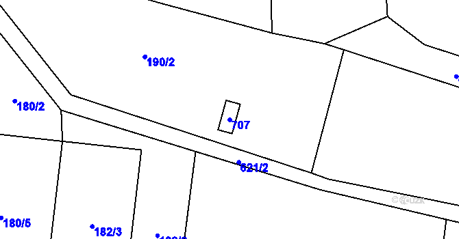 Parcela st. 707 v KÚ Bradlecká Lhota, Katastrální mapa