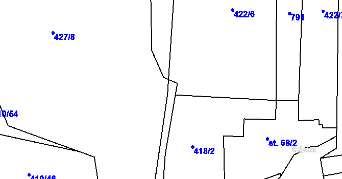 Parcela st. 422/24 v KÚ Braňany, Katastrální mapa