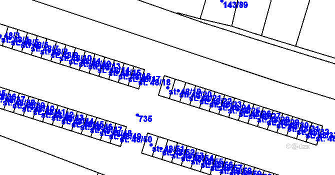 Parcela st. 48/19 v KÚ Braňany, Katastrální mapa