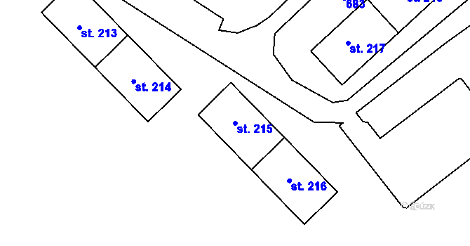 Parcela st. 215 v KÚ Braňany, Katastrální mapa