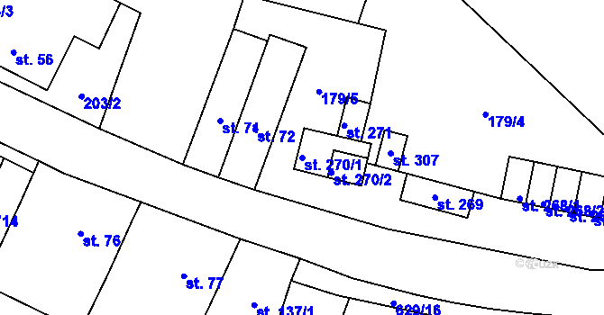 Parcela st. 270/1 v KÚ Braňany, Katastrální mapa