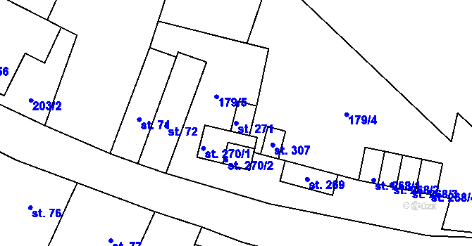 Parcela st. 271 v KÚ Braňany, Katastrální mapa
