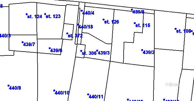 Parcela st. 439/3 v KÚ Braňany, Katastrální mapa