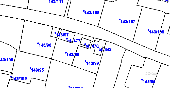 Parcela st. 478 v KÚ Braňany, Katastrální mapa