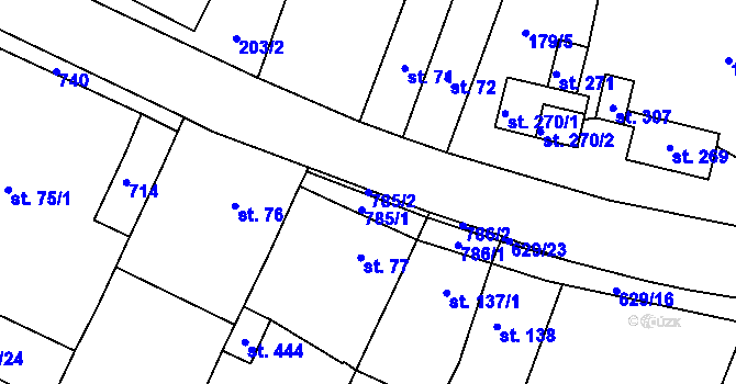 Parcela st. 785/2 v KÚ Braňany, Katastrální mapa
