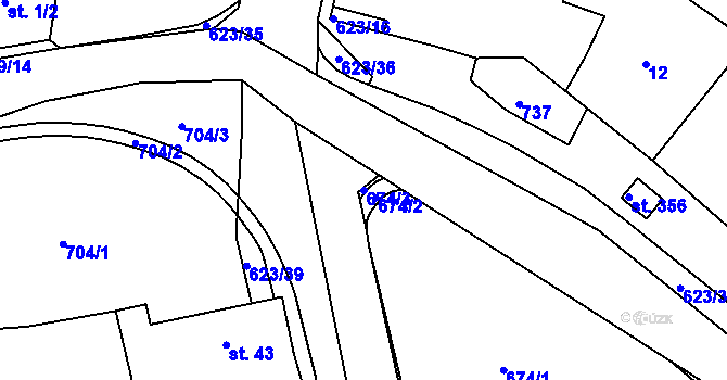 Parcela st. 674/3 v KÚ Braňany, Katastrální mapa