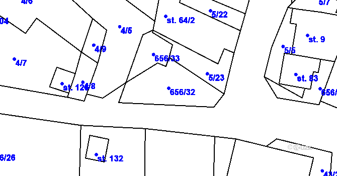 Parcela st. 656/32 v KÚ Brandlín, Katastrální mapa