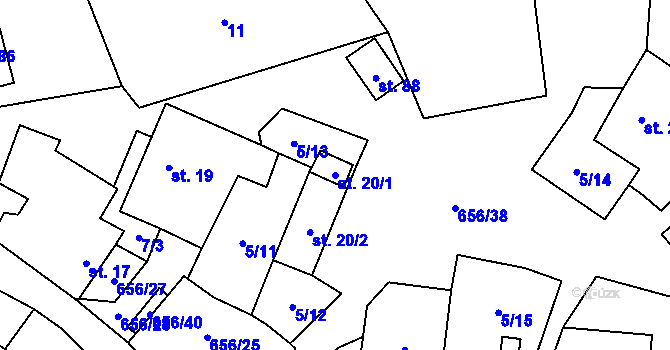 Parcela st. 20/1 v KÚ Brandlín, Katastrální mapa