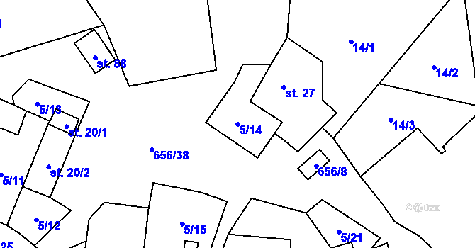 Parcela st. 5/14 v KÚ Brandlín, Katastrální mapa