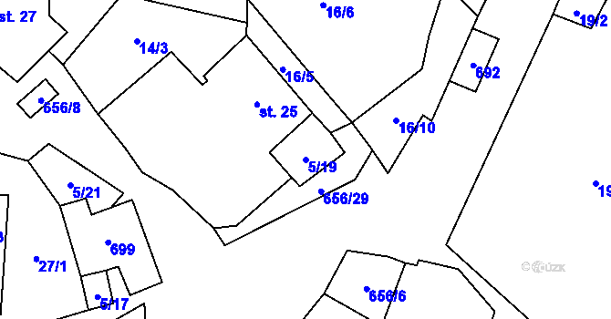Parcela st. 5/19 v KÚ Brandlín, Katastrální mapa