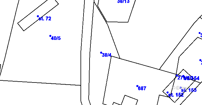 Parcela st. 38/4 v KÚ Brandlín, Katastrální mapa