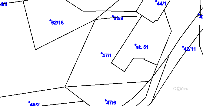 Parcela st. 47/1 v KÚ Brandlín, Katastrální mapa