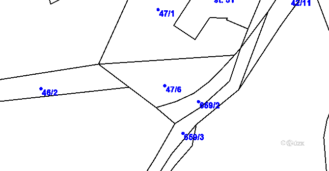 Parcela st. 47/6 v KÚ Brandlín, Katastrální mapa