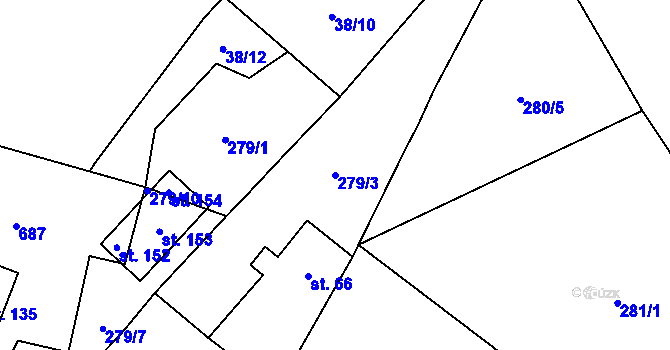 Parcela st. 279/3 v KÚ Brandlín, Katastrální mapa