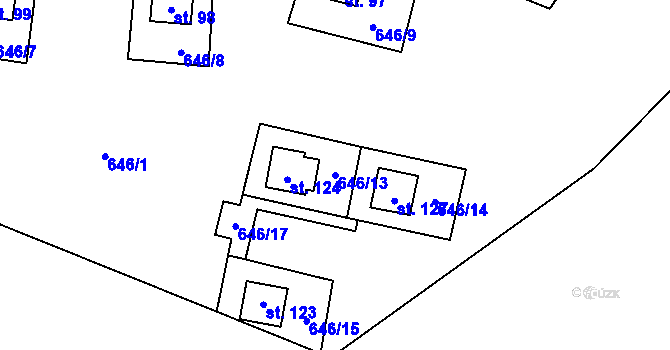 Parcela st. 646/13 v KÚ Brandlín, Katastrální mapa
