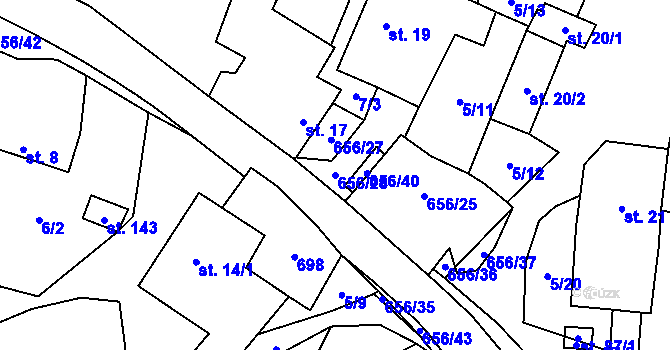Parcela st. 656/28 v KÚ Brandlín, Katastrální mapa