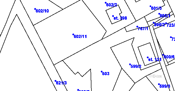 Parcela st. 602/9 v KÚ Brandov, Katastrální mapa