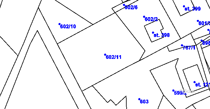 Parcela st. 602/11 v KÚ Brandov, Katastrální mapa