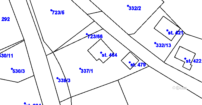 Parcela st. 464 v KÚ Brandov, Katastrální mapa