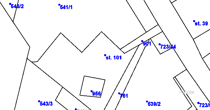 Parcela st. 101 v KÚ Brandov, Katastrální mapa