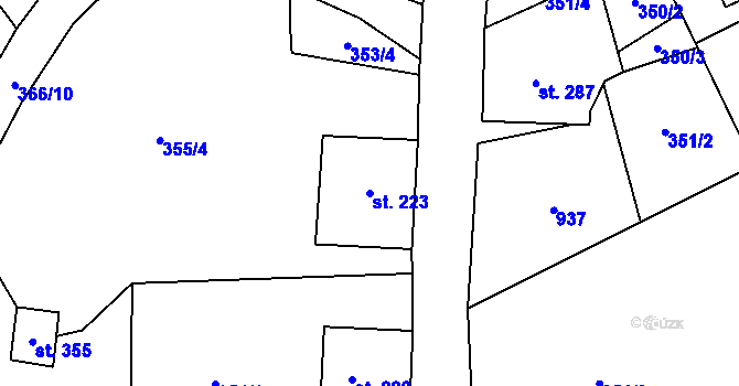 Parcela st. 223 v KÚ Brandov, Katastrální mapa