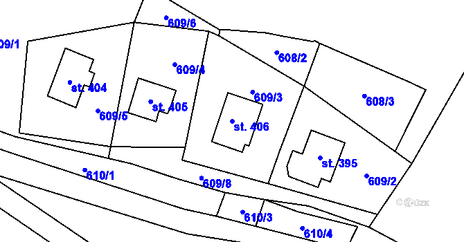 Parcela st. 406 v KÚ Brandov, Katastrální mapa
