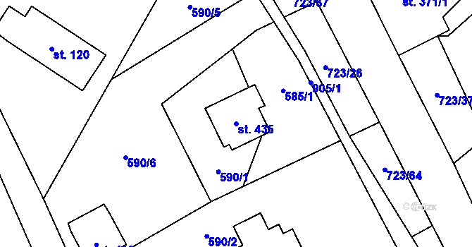 Parcela st. 435 v KÚ Brandov, Katastrální mapa