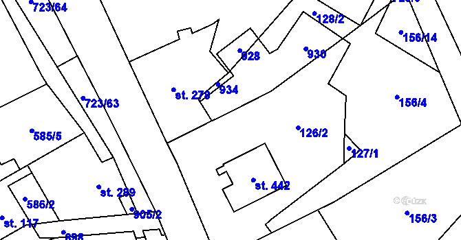 Parcela st. 121 v KÚ Brandov, Katastrální mapa
