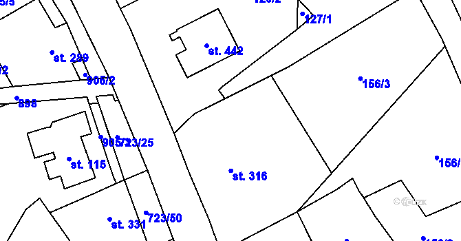 Parcela st. 124/1 v KÚ Brandov, Katastrální mapa