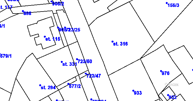 Parcela st. 124/3 v KÚ Brandov, Katastrální mapa