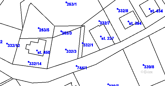 Parcela st. 332/1 v KÚ Brandov, Katastrální mapa