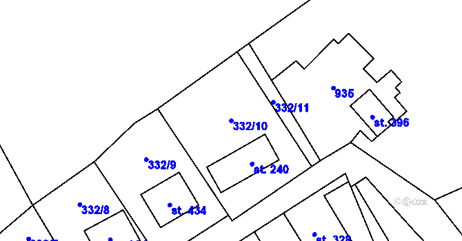 Parcela st. 332/10 v KÚ Brandov, Katastrální mapa