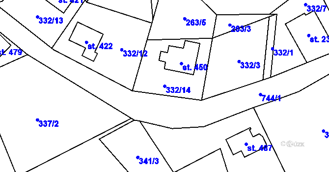 Parcela st. 332/14 v KÚ Brandov, Katastrální mapa