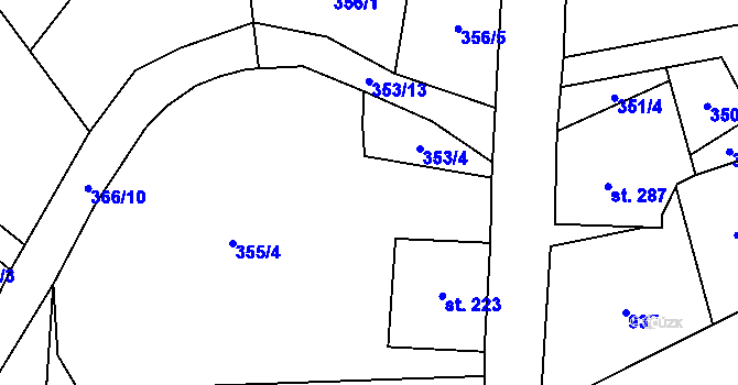 Parcela st. 353/17 v KÚ Brandov, Katastrální mapa