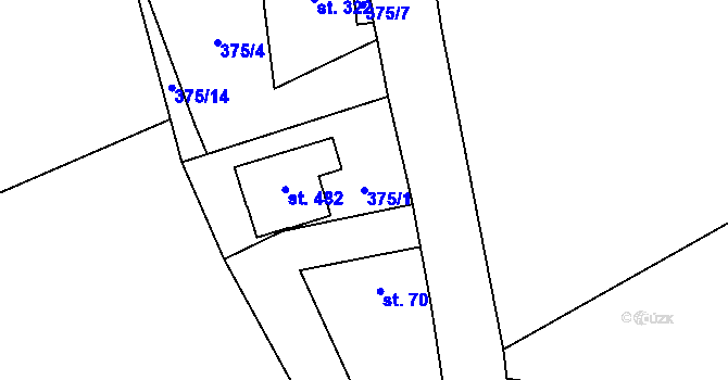 Parcela st. 375/1 v KÚ Brandov, Katastrální mapa