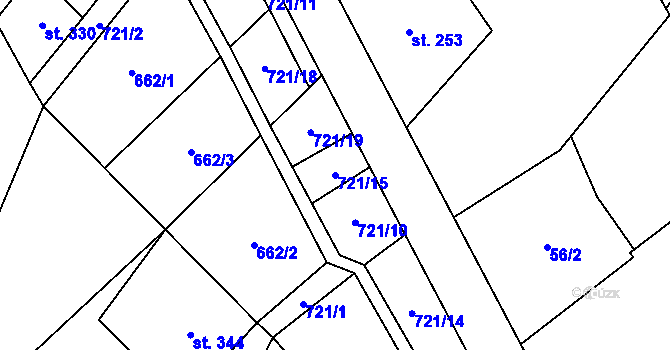 Parcela st. 721/15 v KÚ Brandov, Katastrální mapa