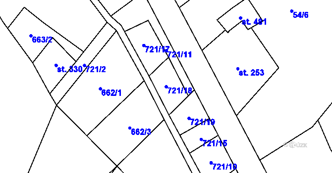Parcela st. 721/18 v KÚ Brandov, Katastrální mapa