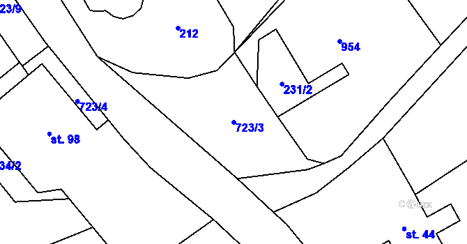 Parcela st. 723/3 v KÚ Brandov, Katastrální mapa