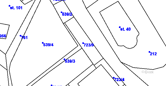 Parcela st. 723/9 v KÚ Brandov, Katastrální mapa