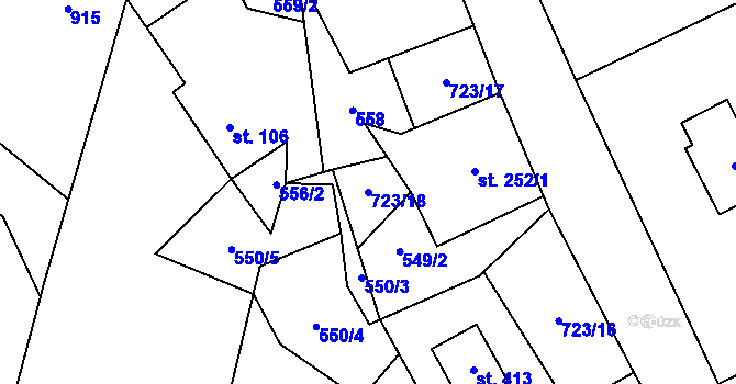 Parcela st. 723/18 v KÚ Brandov, Katastrální mapa