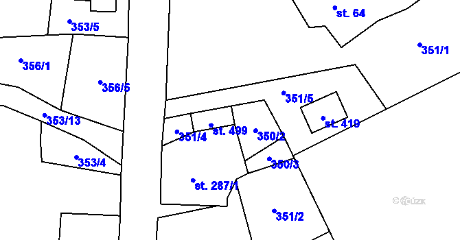 Parcela st. 287/2 v KÚ Brandov, Katastrální mapa