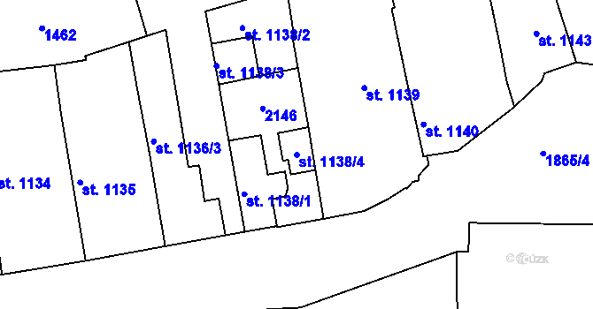 Parcela st. 1138/4 v KÚ Brandýs nad Labem, Katastrální mapa