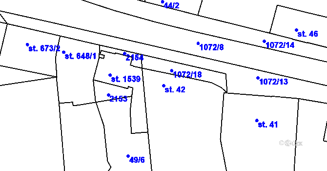 Parcela st. 42 v KÚ Brandýs nad Labem, Katastrální mapa