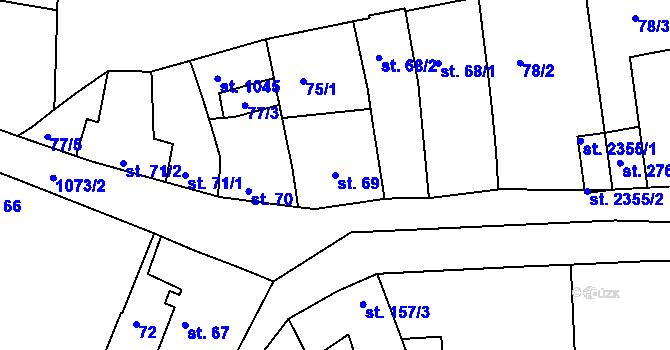 Parcela st. 69 v KÚ Brandýs nad Labem, Katastrální mapa